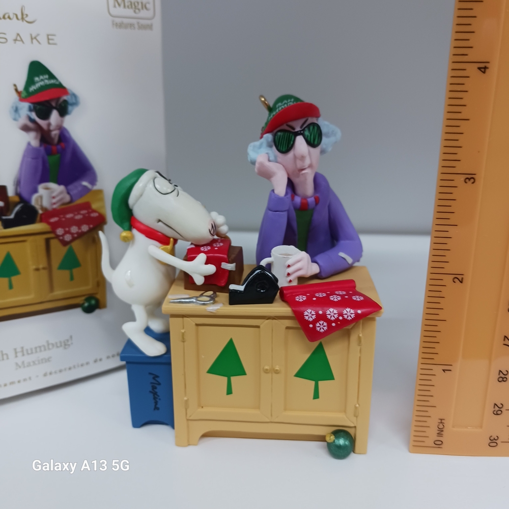 Hallmark Maxine Holiday Figurine Ornament with Red and Green Accents